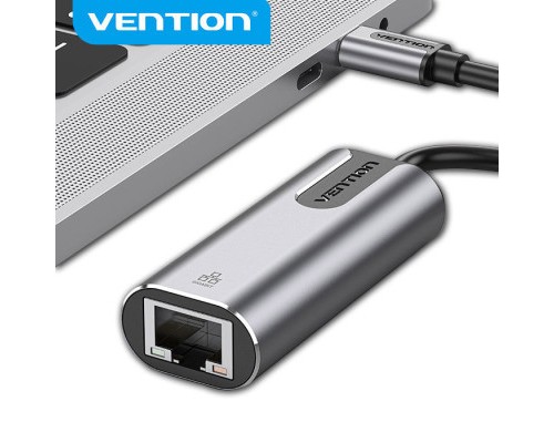 Перехідник USB3.1 Type-C to Ethernet RJ45 1000Mb Aluminum black Vention (CFNHB)