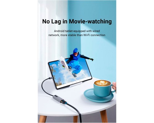 Перехідник USB3.1 Type-C to Ethernet RJ45 1000Mb Aluminum black Vention (CFNHB)