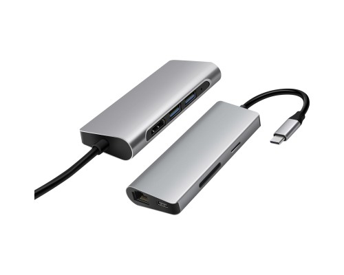 Концентратор Prologix USB3.1 Type C to HDMI+2*USB3.0+PD+Lan+TF+SD (PR-WUC-105B)