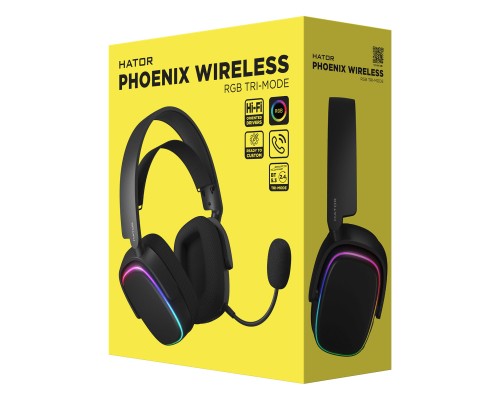 Навушники Hator Phoenix Wireless RGB Tri-mode Black (HTA-870)
