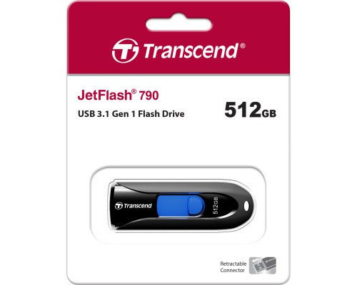 USB флеш накопичувач Transcend 512GB JetFlash 790 Black USB 3.1 (TS512GJF790K)