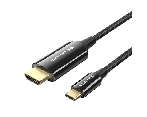 Кабель мультимедійний USB-C 3.1 to HDMI 1.8m 8K 60 Гц Zinc Alloy TPE Black Vention (CRCBAC)