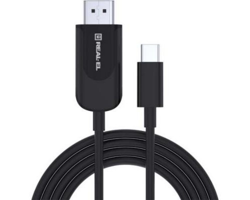 Дата кабель USB 2.0 AM to Type-C 2.0m Fabric Premiumblack REAL-EL (EL123500047)