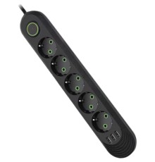 Мережевий фільтр живлення Voltronic F05U, 5роз EU, 3*USB Black (F05U-Black)