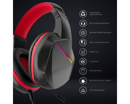 Навушники GamePro HS311 RGB Black/Red (HS311)