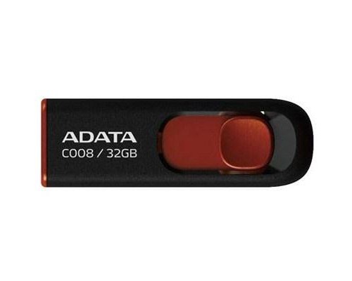 USB флеш накопичувач ADATA 32Gb C008 black+red (AC008-32G-RKD)