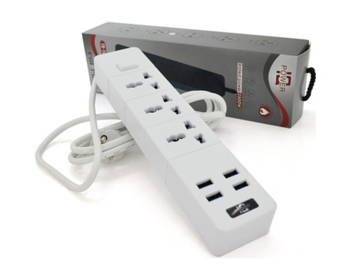 Мережевий фільтр живлення Voltronic TВ-Т08, 3роз, 4*USB White (ТВ-Т08-White)