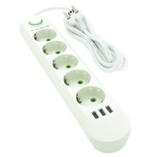 Мережевий фільтр живлення Voltronic F05U, 5роз EU, 3*USB White (F05U-White)