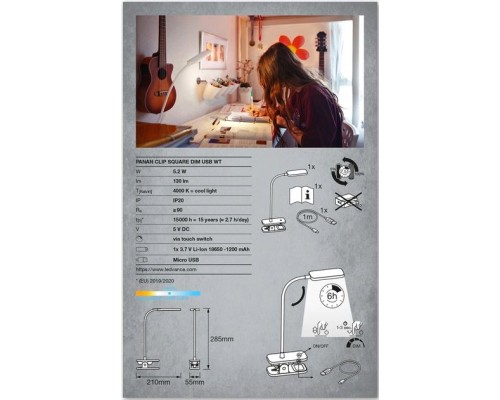 Настільна лампа LEDVANCE LED PANAN CLIP 5W 4000K (4058075747883)