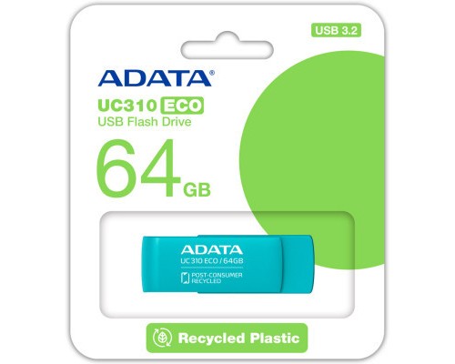 USB флеш накопичувач ADATA 64GB UC310 Eco Green USB 3.2 (UC310E-64G-RGN)
