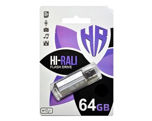 USB флеш накопичувач Hi-Rali 64GB Corsair Series Silver USB 2.0 (HI-64GBCORSL)