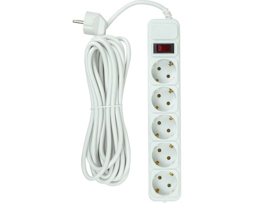 Мережевий фільтр живлення PowerPlant 5м, 5 розеток, євро, 100% мідь (JY-1056/5B) (EX610587)