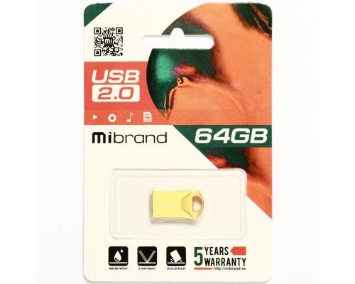 USB флеш накопичувач Mibrand 64GB Hawk Gold USB 2.0 (MI2.0/HA64M1G)