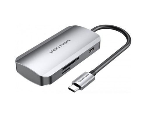 Концентратор Vention USB3.1 Type-C --> USB 3.0x3/SD/TF/PD 100W Hub 6-in-1 (TNHHB)