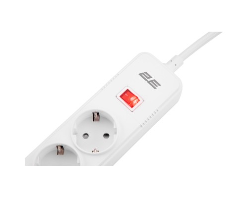 Мережевий фільтр живлення 2E 5XSchuko, 3G*1.5мм, 3*USB-A, 2м, white (2E-SP515M2USBWH)