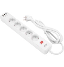 Мережевий фільтр живлення 2E 5XSchuko, 3G*1.5мм, 3*USB-A, 2м, white (2E-SP515M2USBWH)