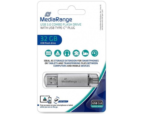 USB флеш накопичувач Mediarange 32GB Silver USB 3.0 / Type-C (MR936)