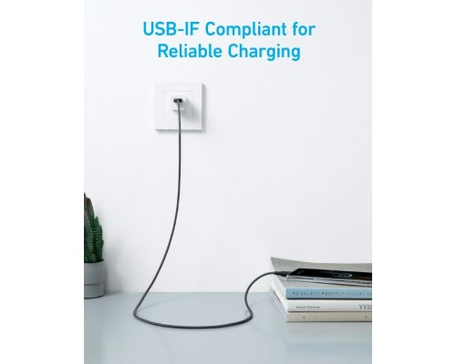 Дата кабель USB 2.0 AM to Type-C 0.9m 322 Black Anker (A81H5G11)