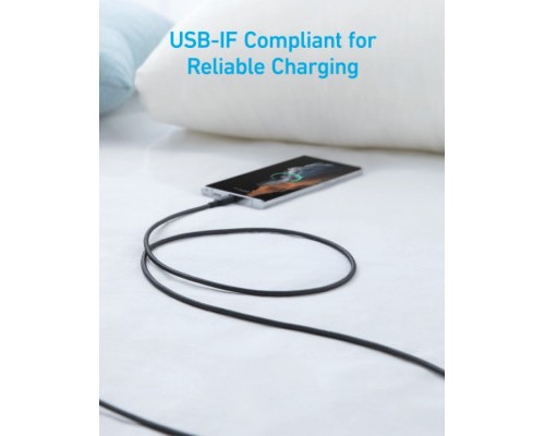 Дата кабель USB 2.0 AM to Type-C 0.9m 322 Black Anker (A81H5G11)