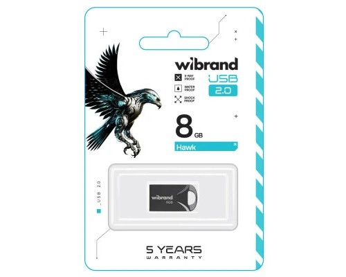 USB флеш накопичувач Wibrand 8GB Hawk Black USB 2.0 (WI2.0/HA8M1B)