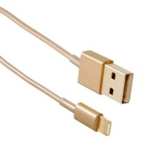 Дата кабель USB 2.0 AM to Lightning 1.0m Gold Drobak (215341)