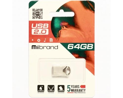 USB флеш накопичувач Mibrand 64GB Hawk Silver USB 2.0 (MI2.0/HA64M1S)