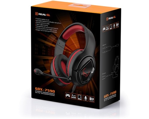 Навушники REAL-EL GDX-7590 Black-Red