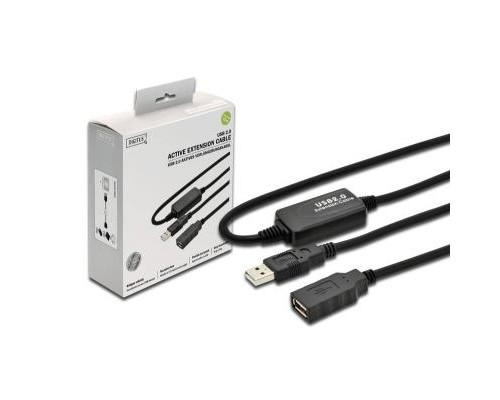 Дата кабель USB 2.0 AM/AF 10.0m active Digitus (DA-73100-1)