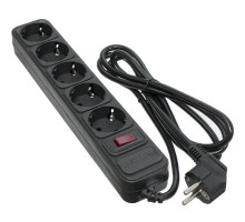 Мережевий фільтр живлення Patron 1.8 m3*1mm2 (SP-1052) 5 розеток BLACK (EXT-PN-SP-1052)