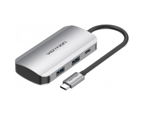 Концентратор Vention USB3.1 Type-C --> USB 3.0x4/PD 100W Hub 5-in-1 (TNBHB)