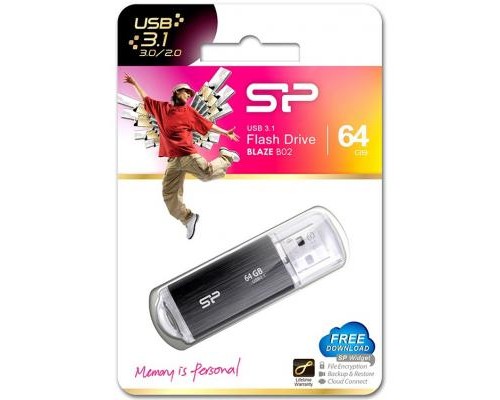 USB флеш накопичувач Silicon Power 64GB Blaze B02 Black USB 3.1 (SP064GBUF3B02V1K)