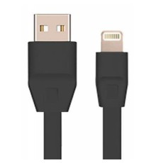 Дата кабель USB 2.0 - Lightning 2А (DR-1624) плоский (Black) 1,0м Drobak (219085)