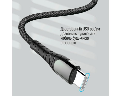 Дата кабель USB-C to USB-C 1.0m PD Fast Charging 65W 3А grey ColorWay (CW-CBPDCC040-GR)