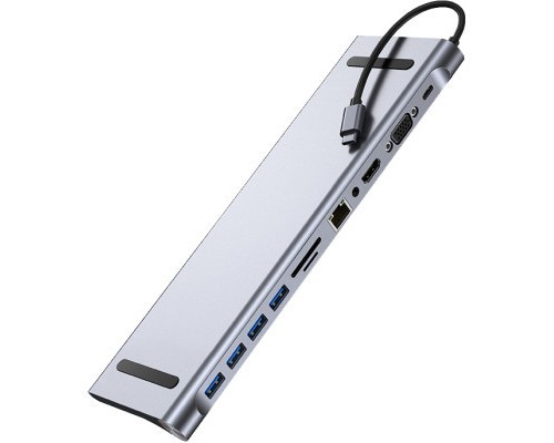 Порт-реплікатор Dynamode 11-in-1 USB-C to HDTV 4K/30Hz, VGA, 1хUSB3.0, RJ45, Type-C PD, Audio, SD/MicroSD (BYL-2003)