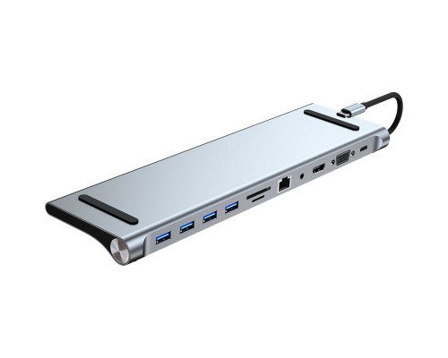 Порт-реплікатор Dynamode 11-in-1 USB-C to HDTV 4K/30Hz, VGA, 1хUSB3.0, RJ45, Type-C PD, Audio, SD/MicroSD (BYL-2003)