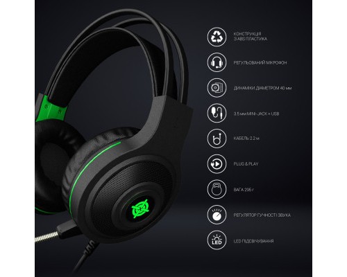 Навушники GamePro Racer HS610G Black-Green (HS610G)
