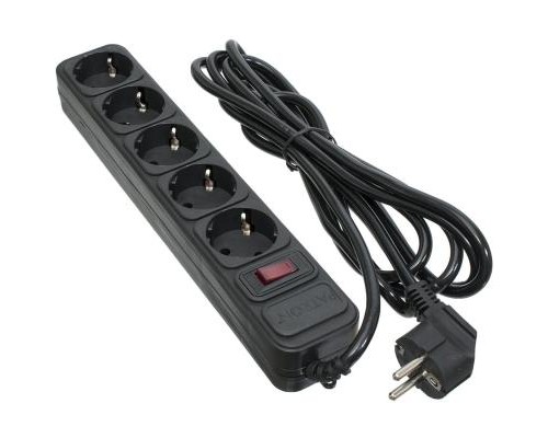 Мережевий фільтр живлення Patron 3.0 m3*1mm2 (SP-1053) 5 розеток BLACK (EXT-PN-SP-1053)