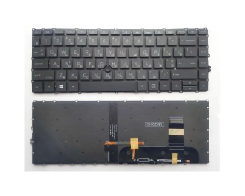 Клавіатура ноутбука HP EliteBook 745 G7/G8, 840 G7/G8 черна з підсв ТП UA (A46214)