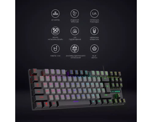 Клавіатура GamePro MK100B Blue Switch LED USB Black (MK100B)