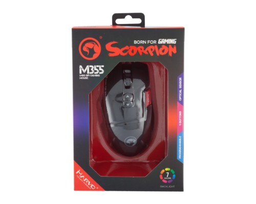 Мишка Marvo M355 7colors-LED USB Black (M355)