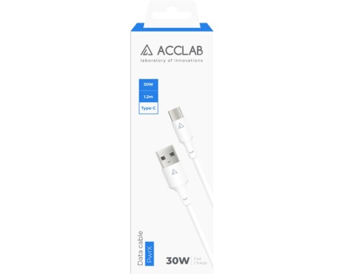 Дата кабель USB 2.0 AM to Type-C 1.2m PwrX 30W ACCLAB (1283126559532)