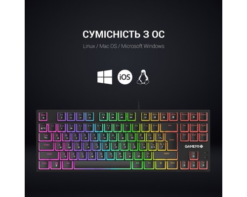 Клавіатура GamePro MK80R Red Switch RGB USB Black (MK80R)