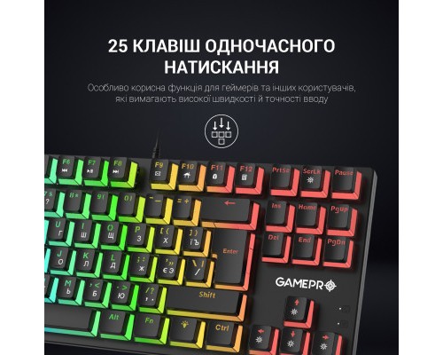 Клавіатура GamePro MK80R Red Switch RGB USB Black (MK80R)