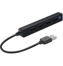 Концентратор Speedlink SNAPPY SLIM USB Hub, 4-Port, USB 2.0, Passive, Black (SL-140000-BK)