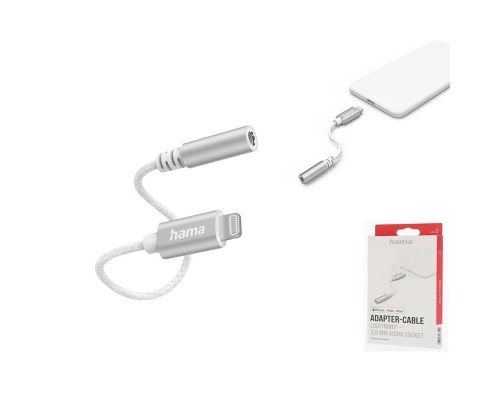 Перехідник Lightning to Jack 3,5 White Hama (00201523)