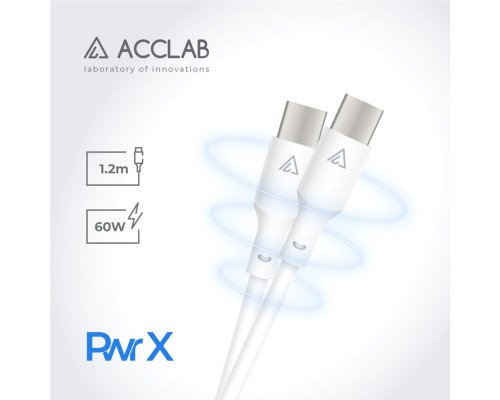 Дата кабель USB-C to USB-C 1.2m PwrX 60W ACCLAB (1283126559563)