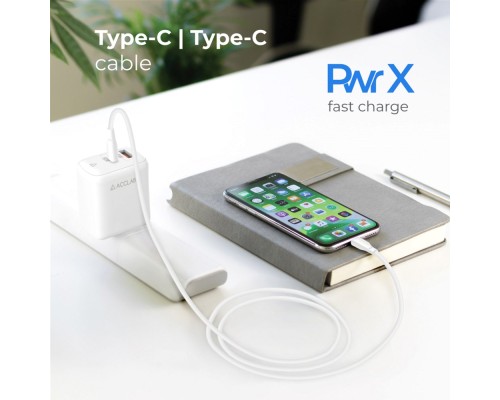 Дата кабель USB-C to USB-C 1.2m PwrX 60W ACCLAB (1283126559563)