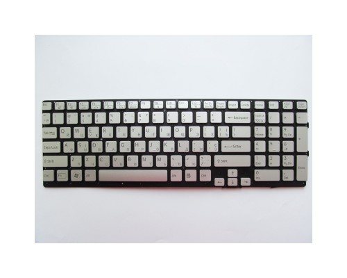 Клавіатура ноутбука Sony VPC-SE Series серебро без рамки подсветка UA (A43274)