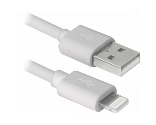 Дата кабель USB 2.0 AM to Lightning 1.0m ACH01-03BH white Defender (87479)