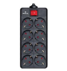 Мережевий фільтр живлення REAL-EL REAL-EL RS-8 PROTECT, 1.8m, black (EL122300021)